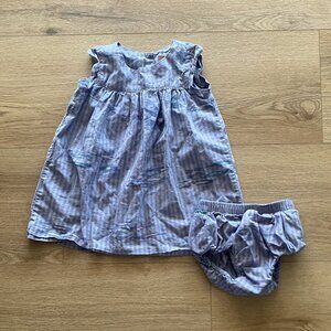 Tea Collection Blue/Gray Dress & Bloomers